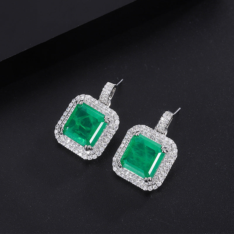 Women's Live Broadcast Micro Rhinestone Artificial Emerald Jewelry Set