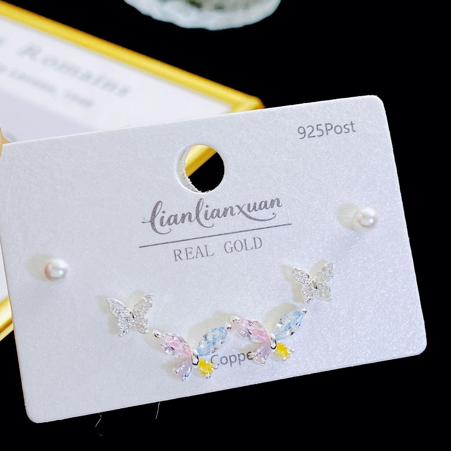 Micro Inlaid Zircon Pearl Commuter Three Pairs Earrings