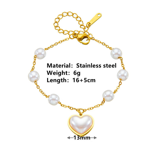 Women's Heart Bow Tie Clover Scallop Pearl High Bracelets