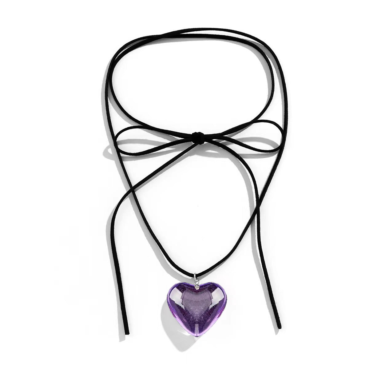 Red Glass Large Love Crystal Korean Style Personalized Necklace