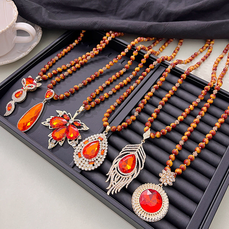 Women's Tigereye Light Luxury Long High-grade Sweater Chain Temperament Wild Clothing Necklace