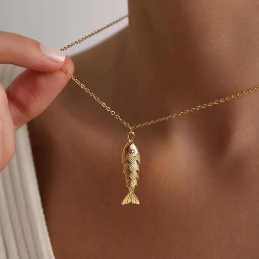 Women's Fashion Retro Fish Koi Titanium Steel Necklaces