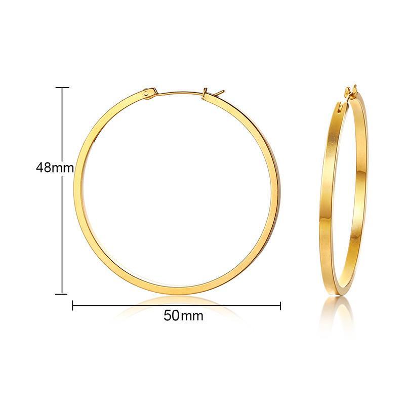 Women's Titanium Steel Round Stainless Ear Gold Earrings