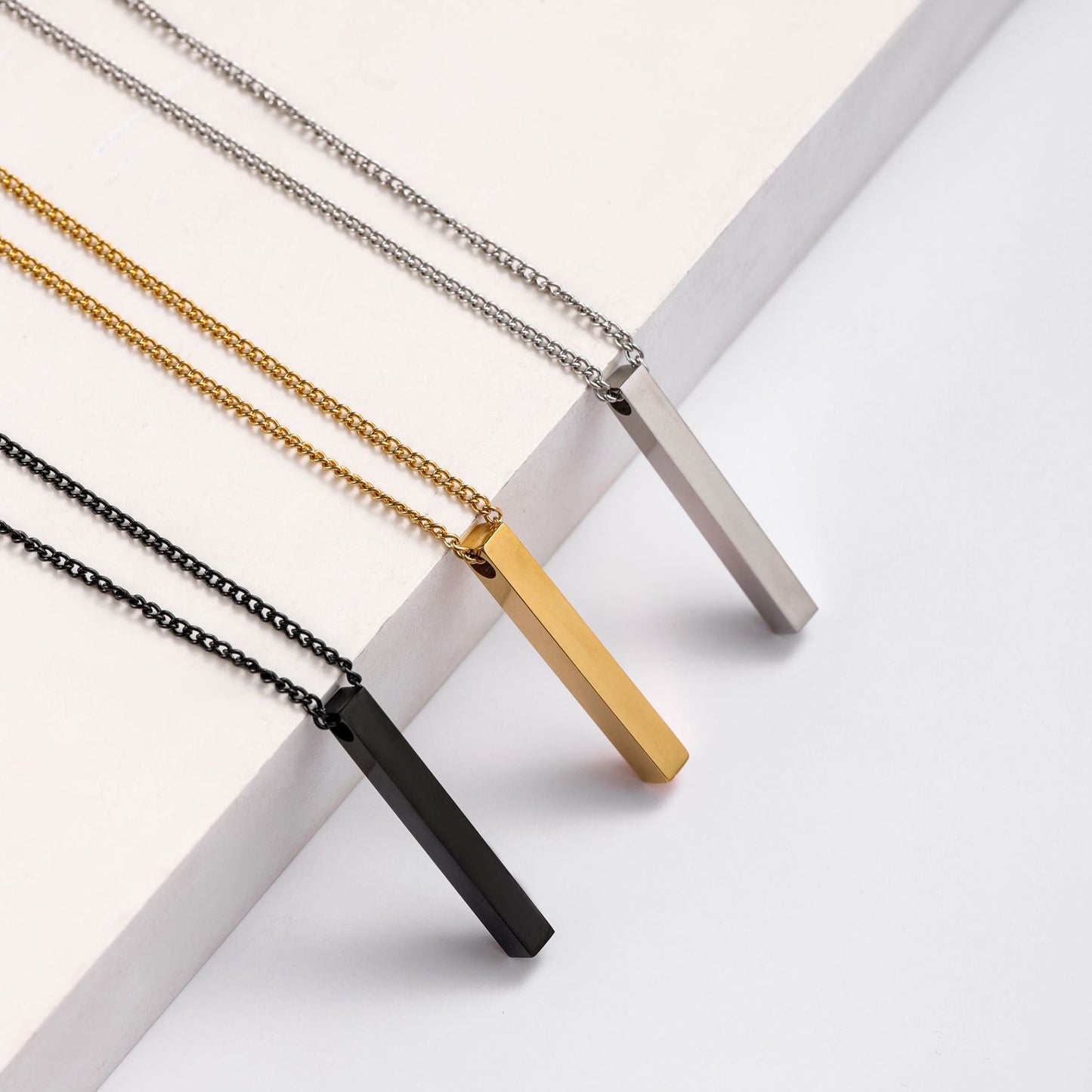 Simple Titanium Steel Cold Style Column Necklaces