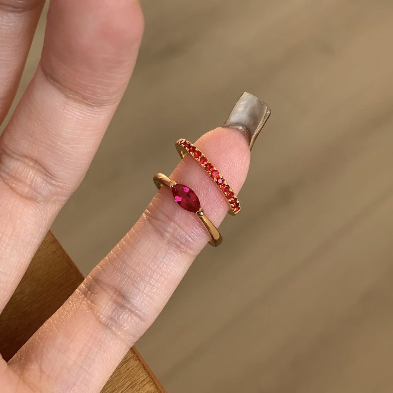 Rhinestone Female Sweet Cute Stylish Versatile Temperament Entry Lux Niche Ring