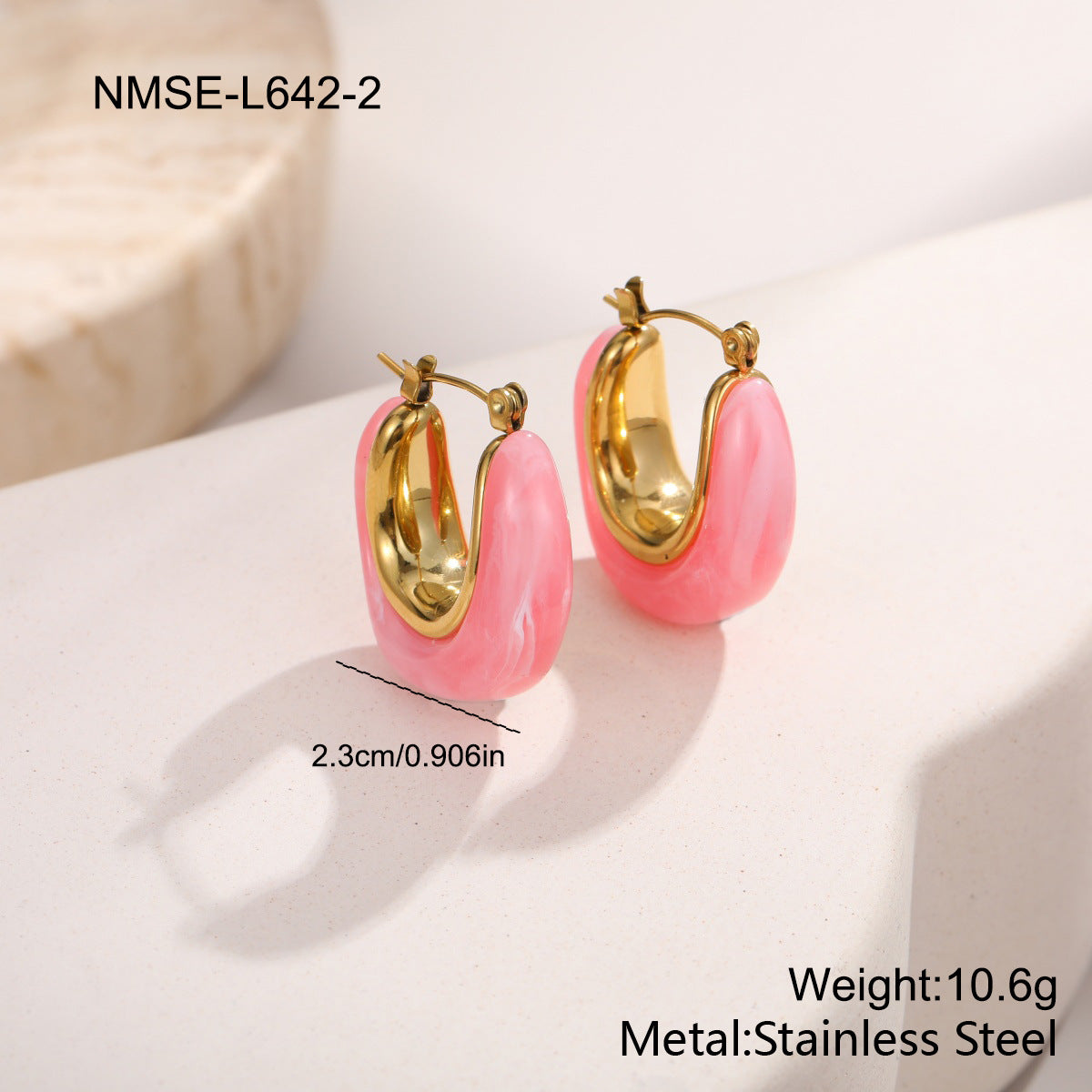 Stainless Steel Fresh Color Irregular Resin Female Niche Design Earrings