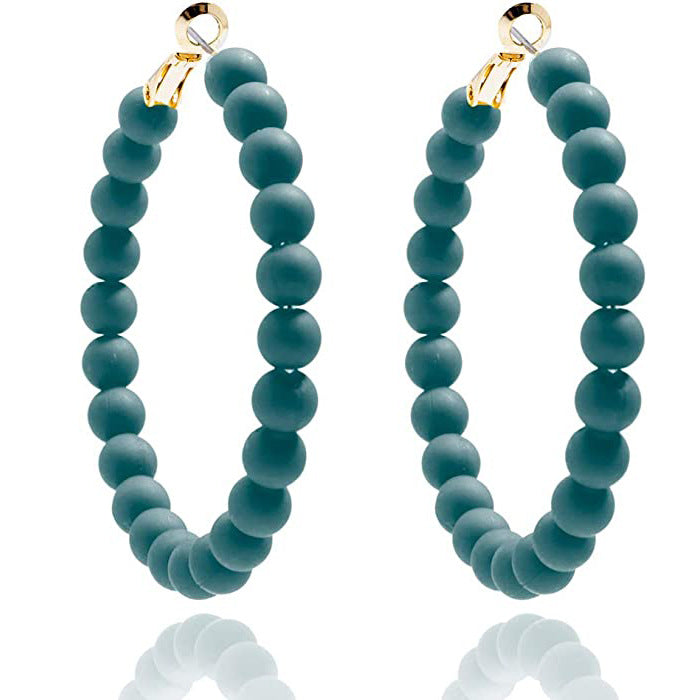 Women's Summer Colorful Acrylic Beads Round Bohemian Fashion Handmade Earrings