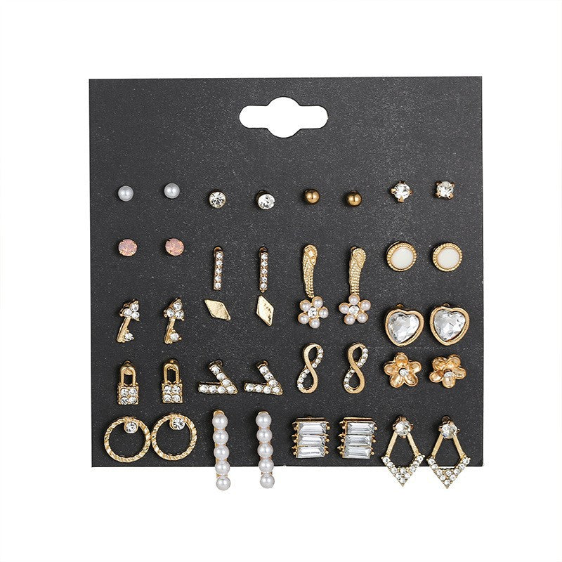 Metal Irregular Geometry Pairs Earings Vintage Pearl Earrings