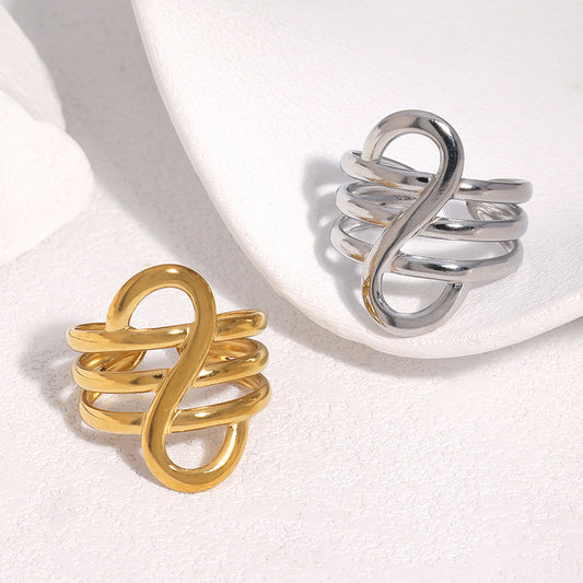 Minimalism Personality Design Stainless Steel Geometric Gold-plated High-grade Open Titanium Ring