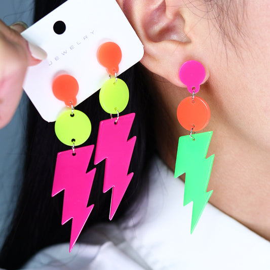 Women's Lightning Ear Fluorescent Color Design Contrast Personality Earrings