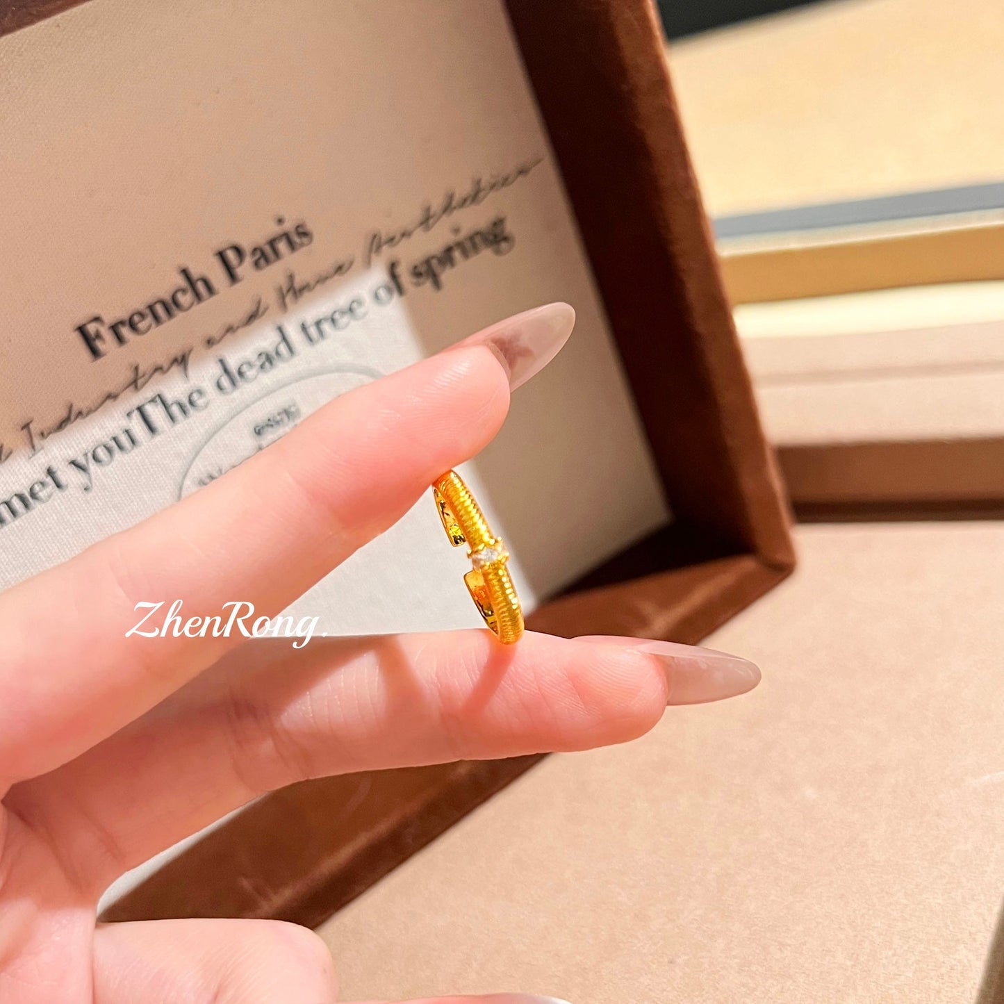 French Entry Lux Retro Brushed Female Italian Chinese Style Rings