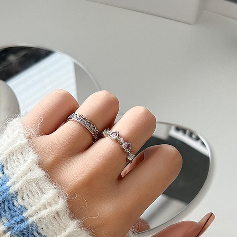 Design Sweet Cool Style Girlish Pink Love Heart-shaped Ring