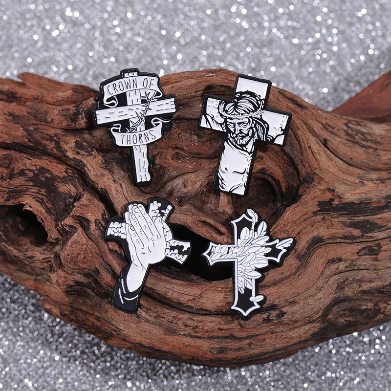 Cross Creative Pattern Hot Black White Brooches