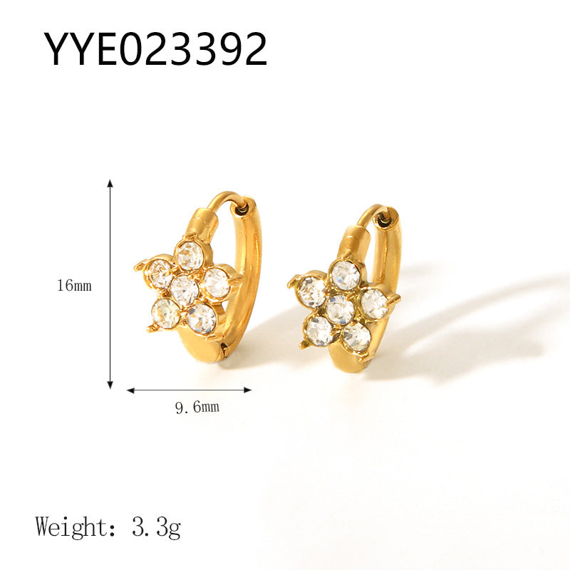 Women's Fashionable Exquisite Stainless Steel Flower Ear Gold-plated Earrings