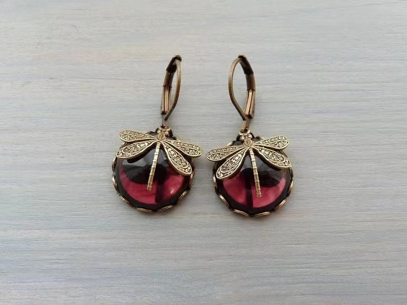 Women's Sea Rao Vintage Dragonfly Pattern Distressed Earrings