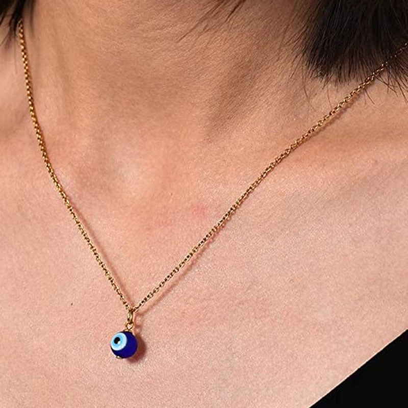Round Beads Glass Ball Blue Eyes Devil Necklace