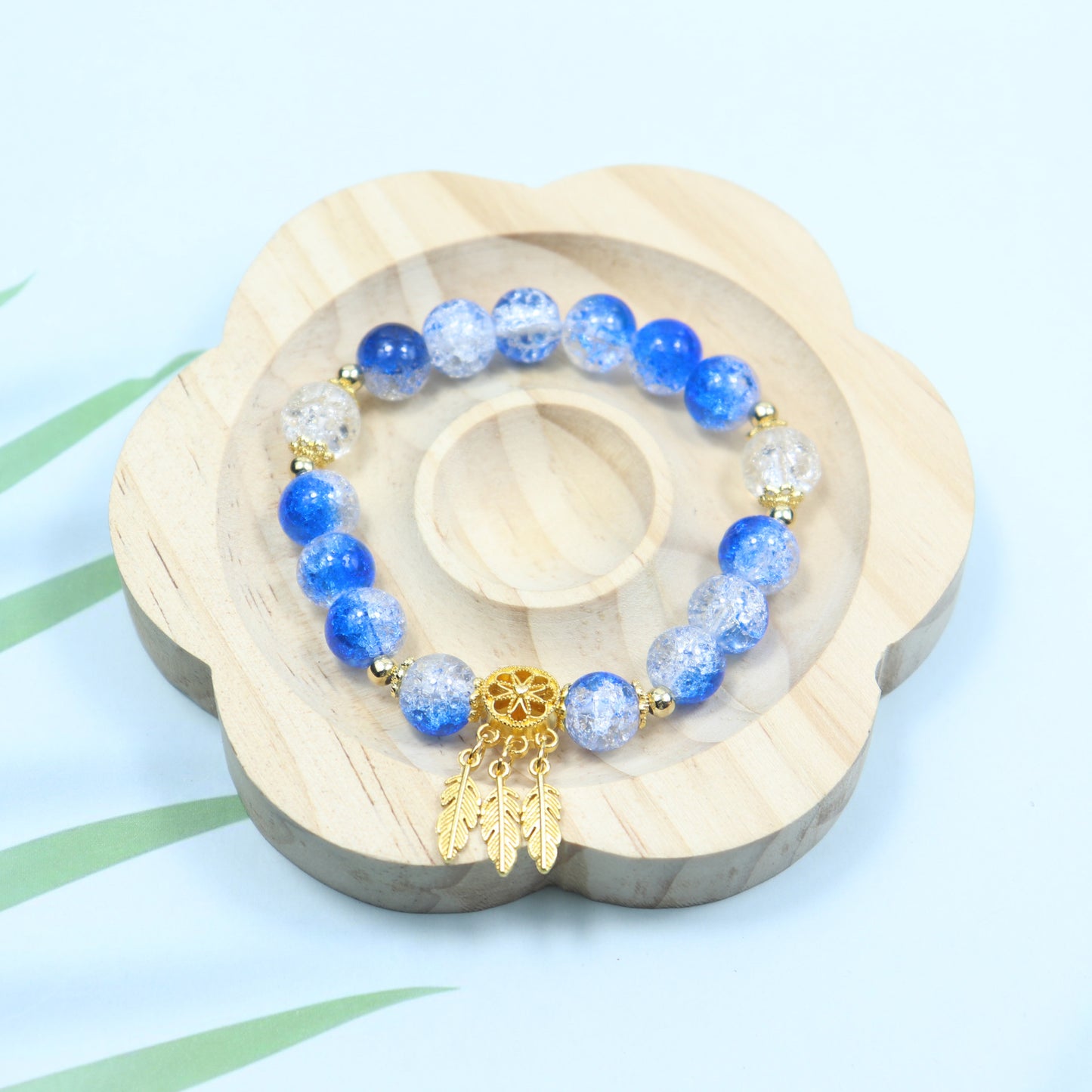 Gold Beaded Feather Glass Chipping Beads Bead Night Market Bracelets
