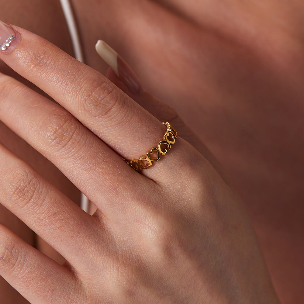 Stainless Hollow Love Couple Can't Quit Color Ring