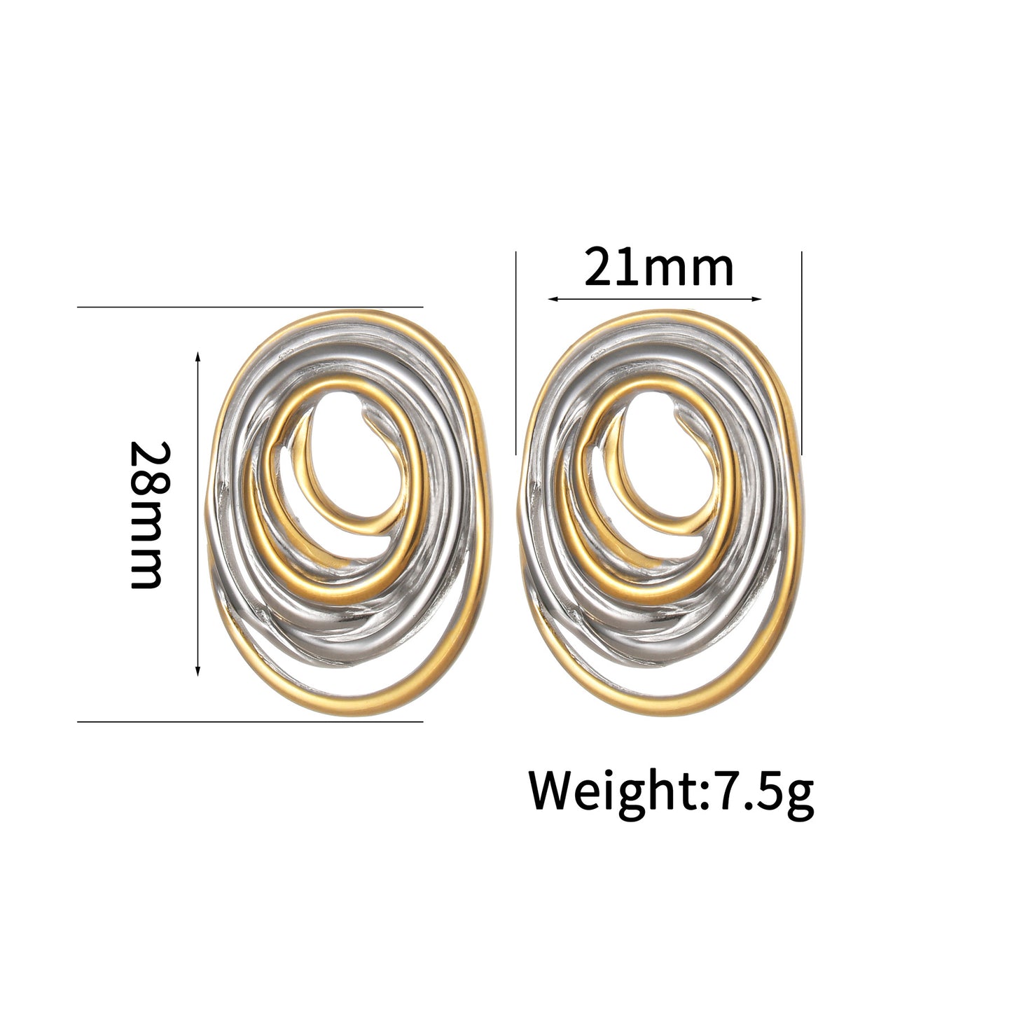 Women's Stainless Steel Pleated Wave Glossy Fashion Earrings