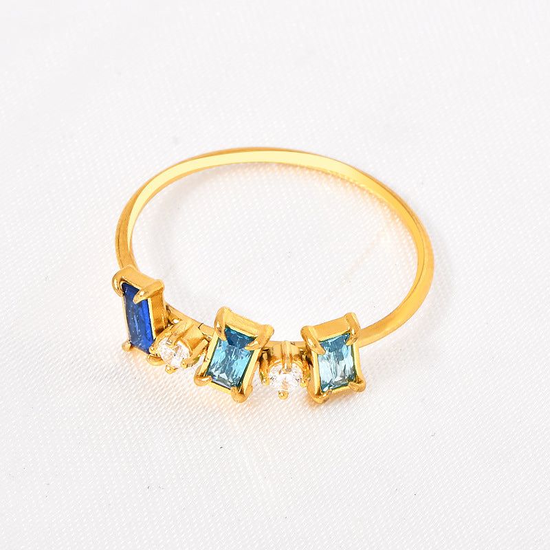 Simple Light Luxury Multicolor Colorful Crystals Rings