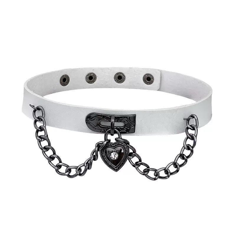 Punk Leather Couple Love Dark Gothic Clavicle Necklaces
