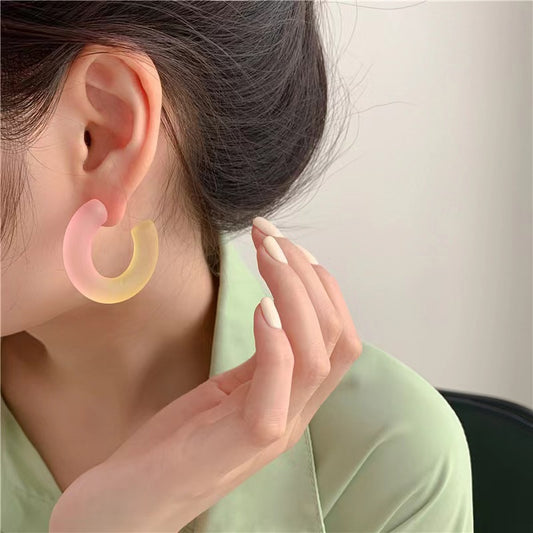 Chinese Style Summer Jelly Color Frosted Shaped Fluorescent Needle Refreshing Earrings