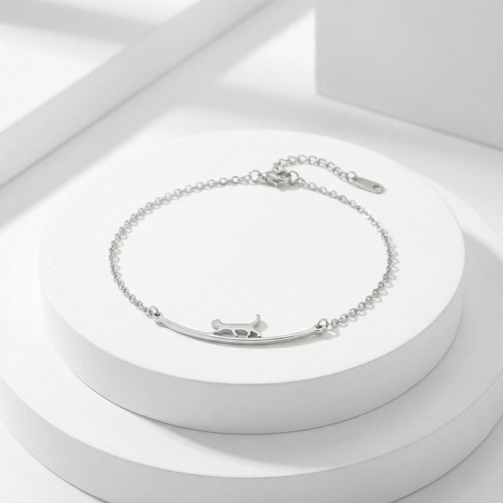 Women's Cat Light Luxury Cold Wind White Clavicle Chain Stainless Anklets