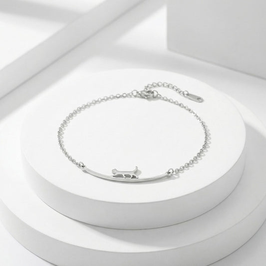 Women's Cat Light Luxury Cold Wind White Clavicle Chain Stainless Anklets