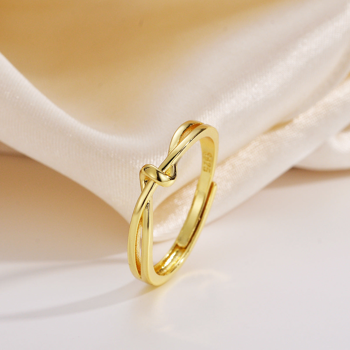 Knotted Female Niche Design Adjustable Mouth Simple Temperament Ring