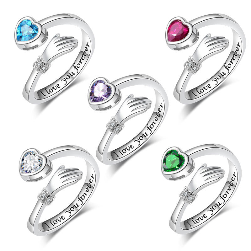 Hug Female Love Opening Adjustable Warm Heart Ring