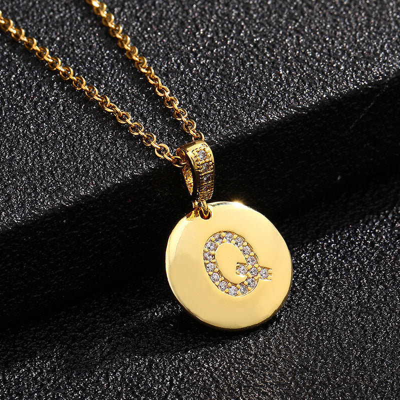 Women's Letter Fashionable English Copper Inlaid Zircon Small Necklaces