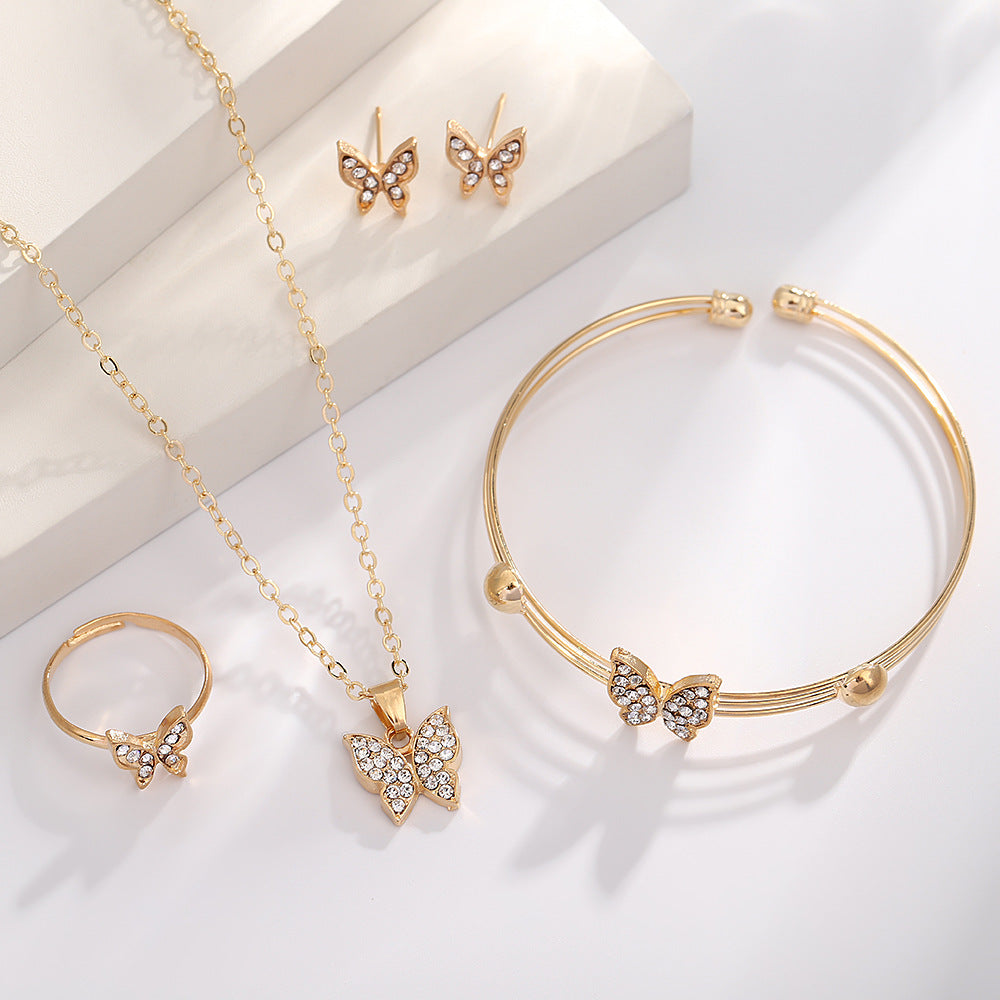 Comfortable Diamond Butterfly French Alloy Popular Rings