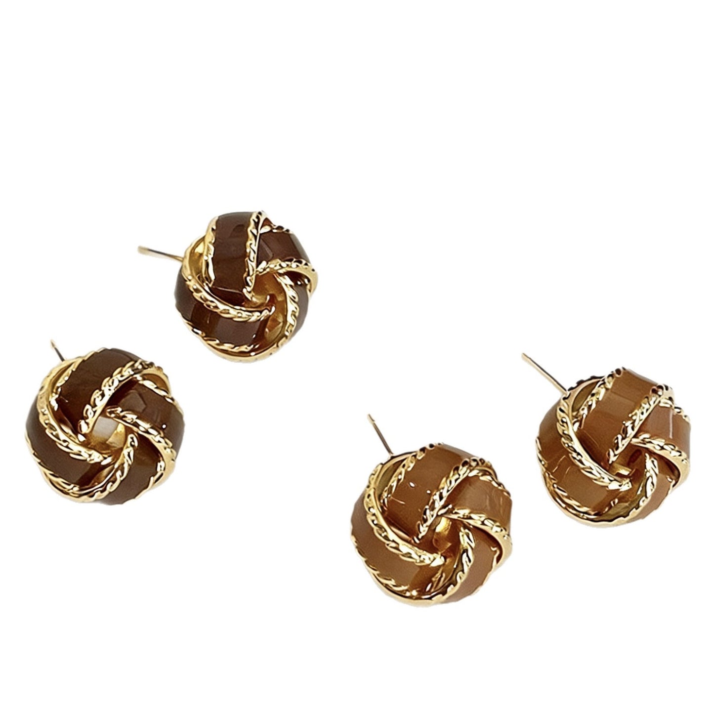 Women's Elegant Color Drip Glazed Twist Light Stud Earrings