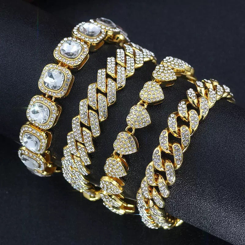 Women's & Men's Cuban Link Chain Hip Hop Alloy Affordable Luxury Bracelet