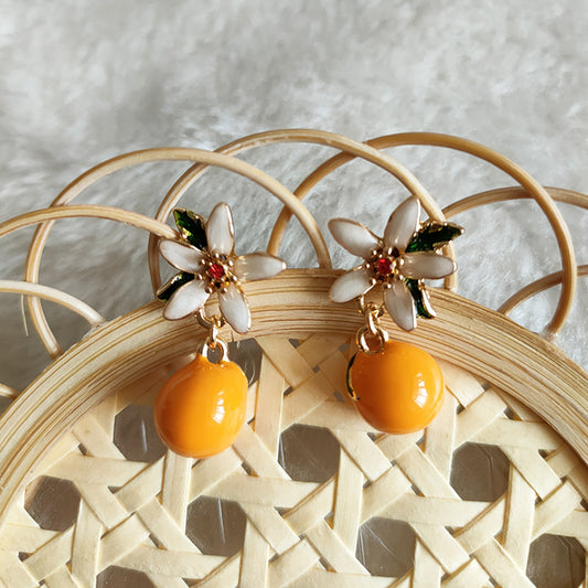 Women's Gardenia For Sweet Cute Enamel Flower Earrings