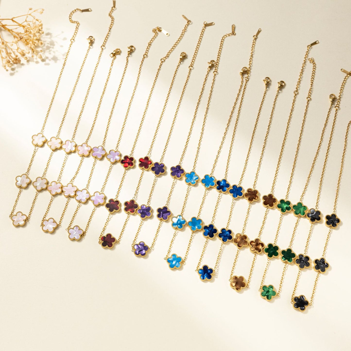 Stainless Steel Parthenocissus Grass Pork Belly Gradient Light Luxury Necklace