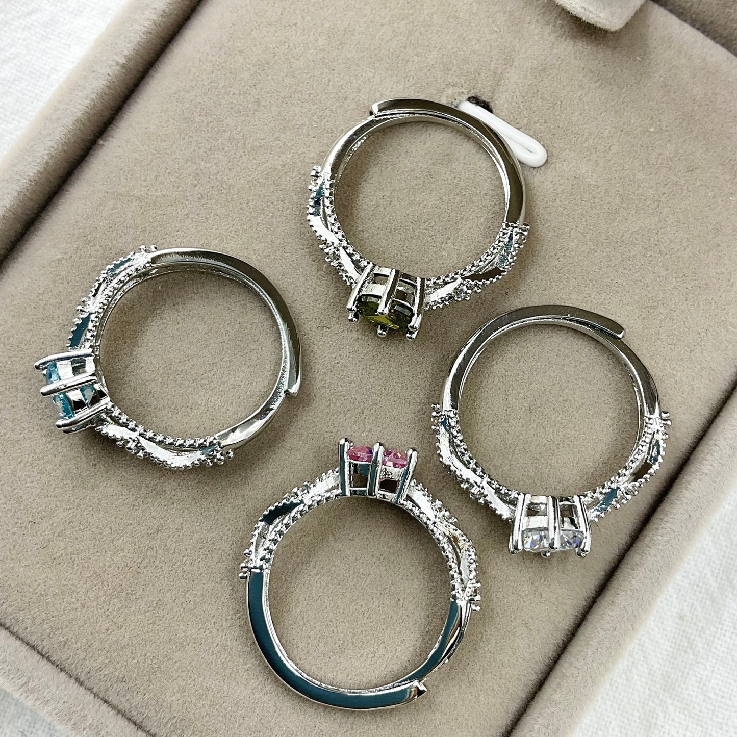Zircon Female Adjustable Mouth Fashion High Sense Dopamine Colored Gems Rings