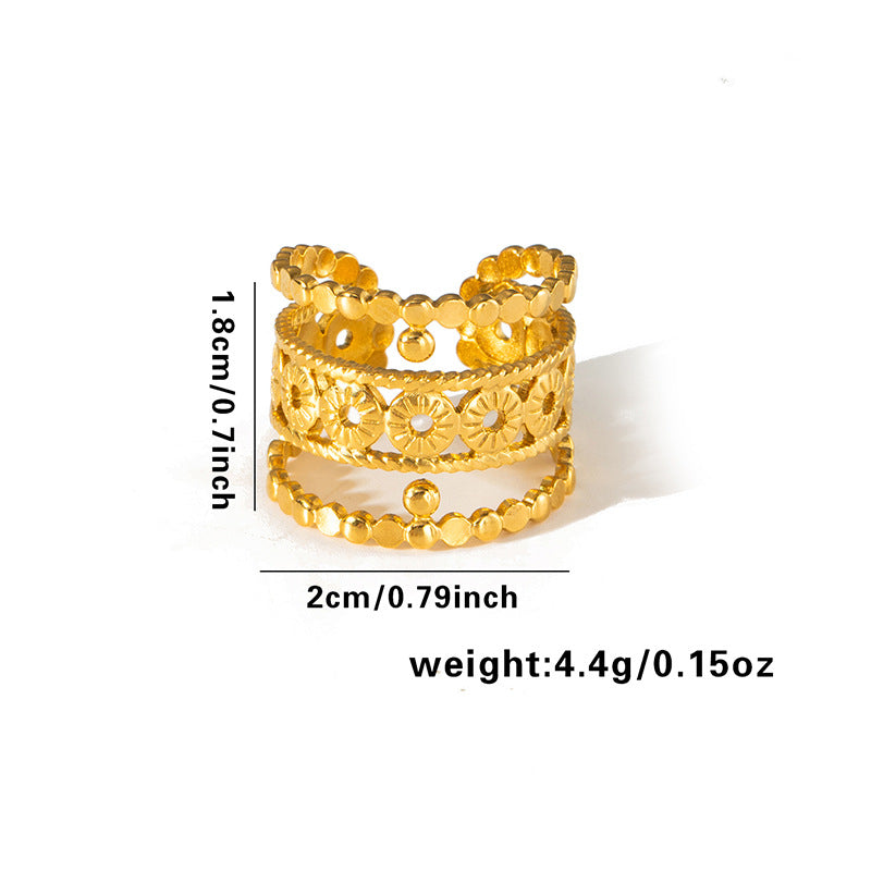 Women's Line Hollow Heart Snake-shaped Design Gold Rings