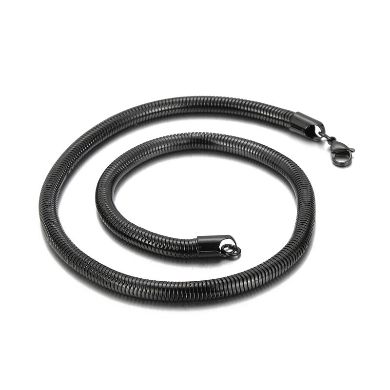 Men's Hip Hop Round Snake Bones Chain Titanium Necklaces