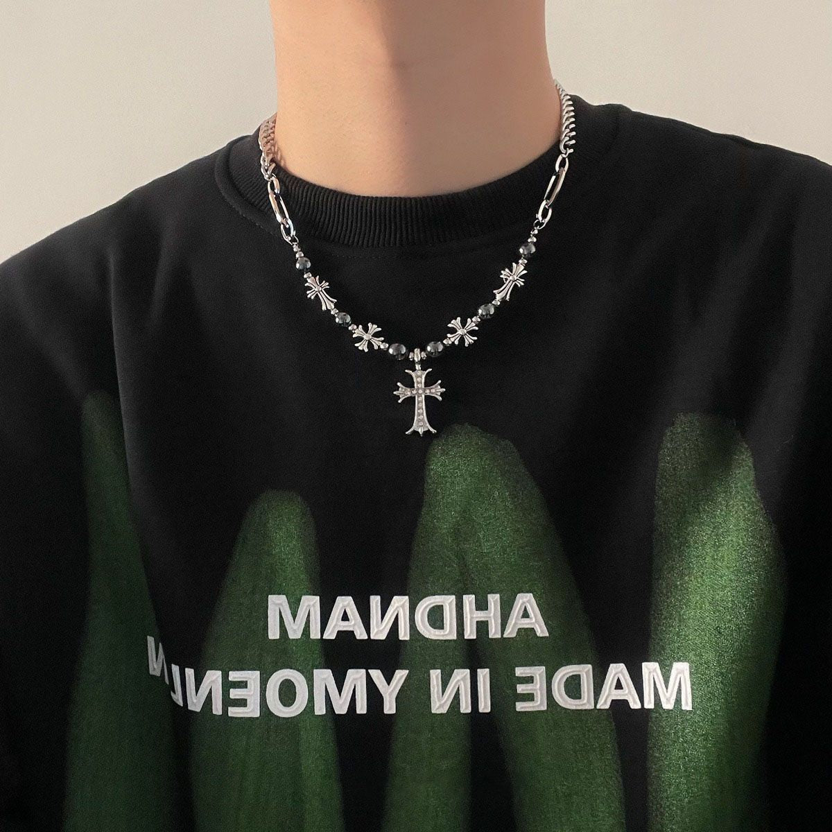 Men's Stitching Trendy Cold Unisex Style Hip Hop Design High-grade Clavicle Necklace