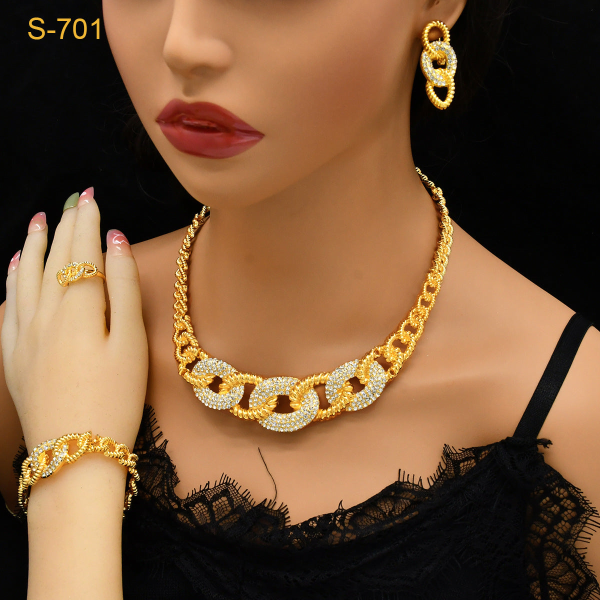 Glamorous Gold Bridal Indian Nigeria Batch Jewelry Set