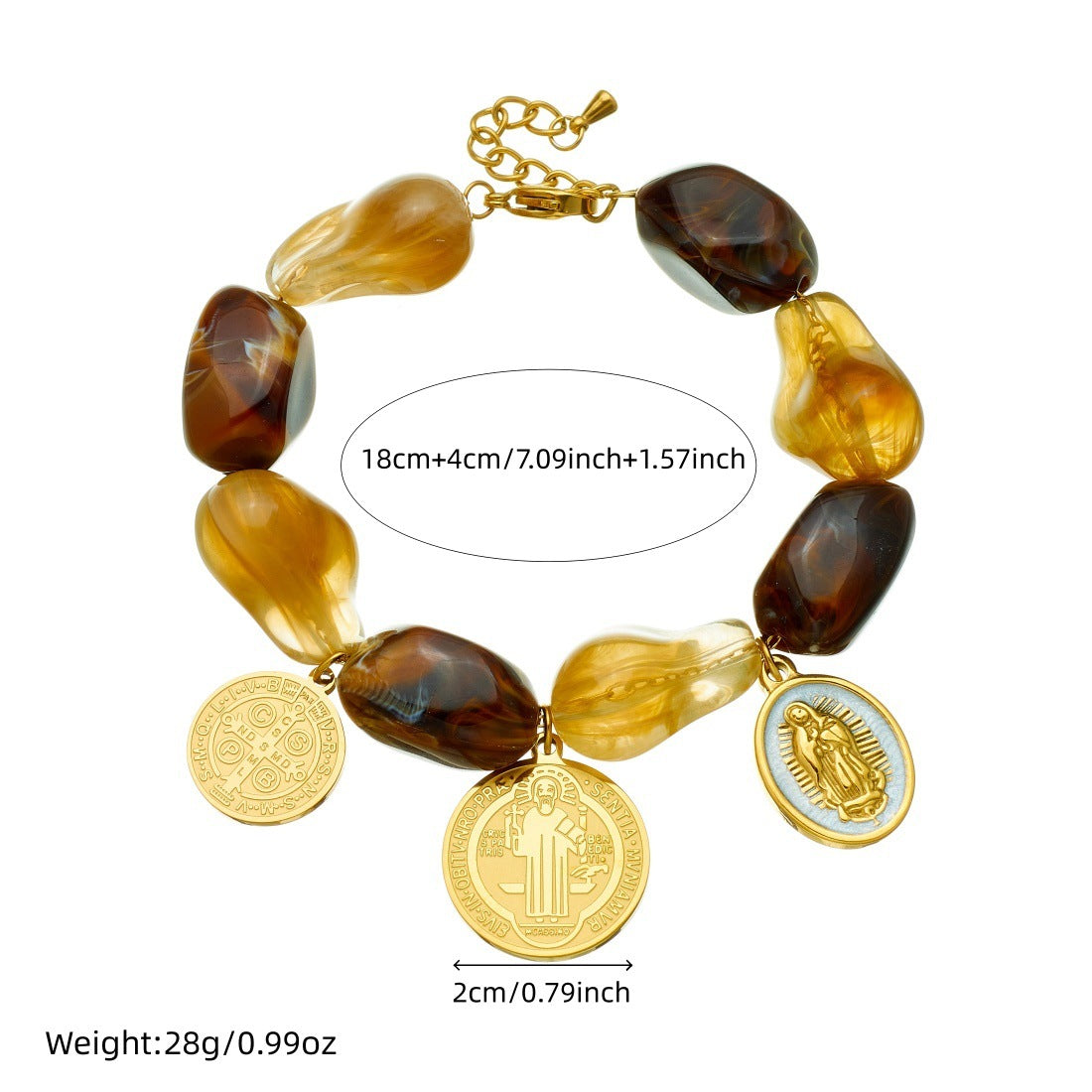 Retro Contrast Color Beaded Irregular Stitching Chain Gold-plated Jewelry Set