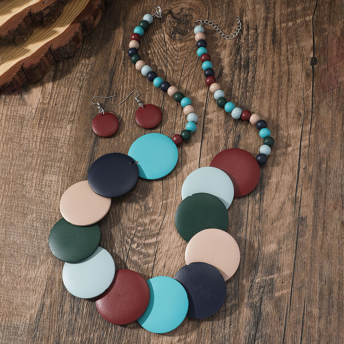 Women's Big Round Slice Beaded Bohemian Ethnic Jewelry Set