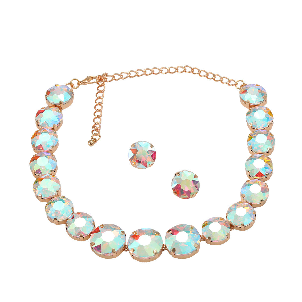 Combination Female Round Glass Drill Exaggerated Necklaces
