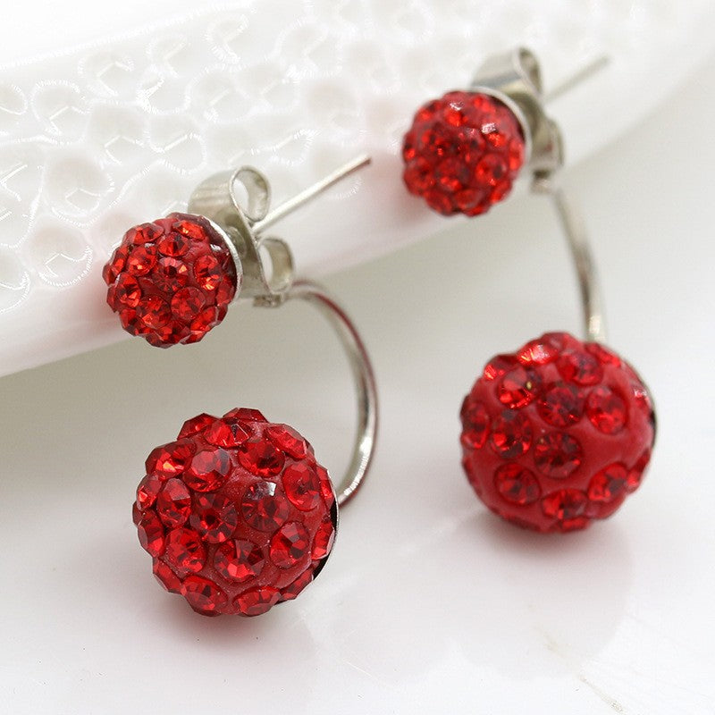 Women's Rhinestone Ball Ear Clip Small Fashion Earrings