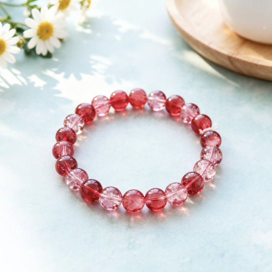 Female Two-color Transparent Micro Glass Bead Jade Broken Glazed Live Bracelet