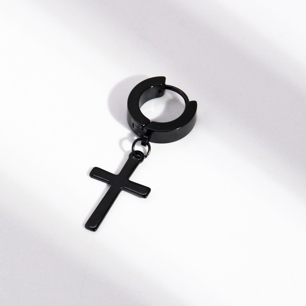 Women's & Men's Stainless Steel Cross Shelf Ear Clip Simple Hip Earrings