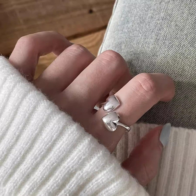 Women's Simple Square Ball Open Versatile Twin Refined Personalized Ring