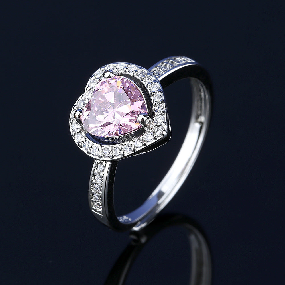 Women's Pink Crystal Zircon Suit Fashion Love Earrings