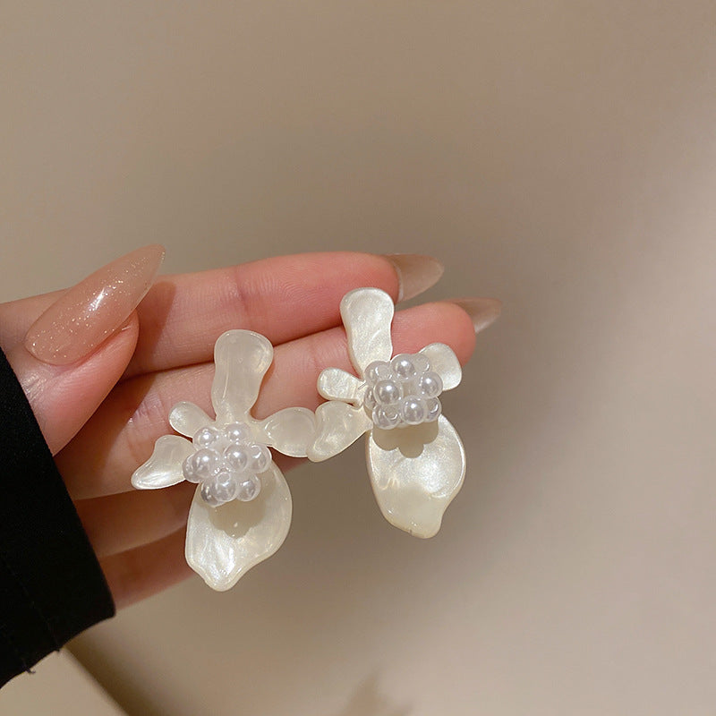 Pearl Flower Tassel Niche Temperament Atmosphere Affordable Earrings